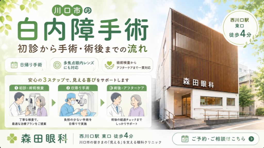 川口市で白内障の日帰り手術に対応する森田眼科｜術前検査から手術・アフターケアまで対応