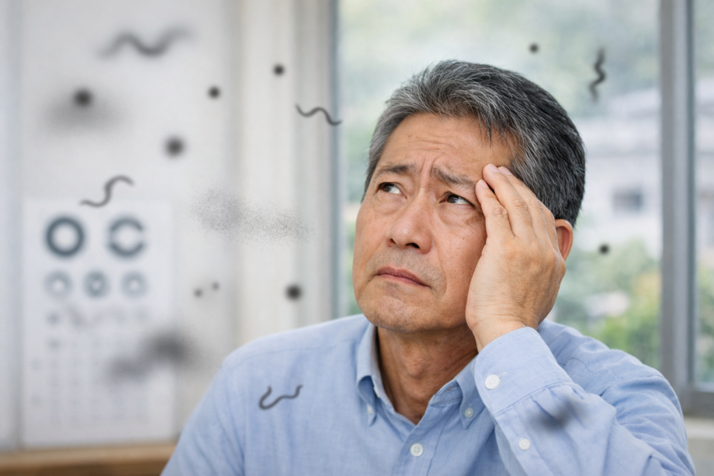 蕨市でも多い飛蚊症相談|黒い影の症状イメージ|川口市・森田眼科