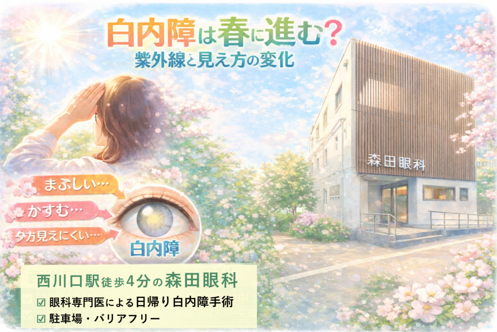 川口市 白内障 まぶしい 春 紫外線 眼科