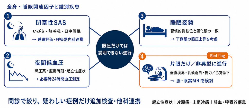 緑内障に関連する全身疾患の図